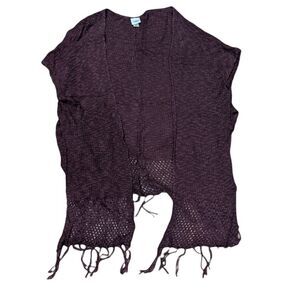 DAYTRIP Women's One-Size Maroon Short Sleeve Sweater Loose Throw Cardigan
